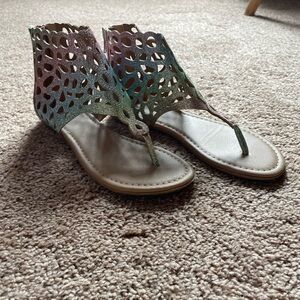 Justice Mermaid OmbreGlitter Lace Cutout Sandals